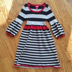 Striped Stretchy Knit Dress Girls 7